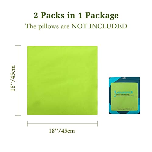 Lewondr Waterproof Outdoor Throw Pillow Cover, 2 Pack Solid PU Coating Throw Pillow Case UV Protection Garden Cushion Cover for Patio Sofa Couch Balcony 18"x18"(45x45cm) - Fluorescent Green