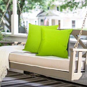 Lewondr Waterproof Outdoor Throw Pillow Cover, 2 Pack Solid PU Coating Throw Pillow Case UV Protection Garden Cushion Cover for Patio Sofa Couch Balcony 18"x18"(45x45cm) - Fluorescent Green