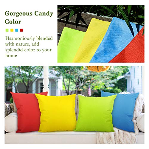 Lewondr Waterproof Outdoor Throw Pillow Cover, 2 Pack Solid PU Coating Throw Pillow Case UV Protection Garden Cushion Cover for Patio Sofa Couch Balcony 18"x18"(45x45cm) - Fluorescent Green