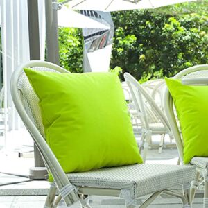 Lewondr Waterproof Outdoor Throw Pillow Cover, 2 Pack Solid PU Coating Throw Pillow Case UV Protection Garden Cushion Cover for Patio Sofa Couch Balcony 18"x18"(45x45cm) - Fluorescent Green