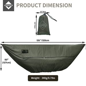 Onewind Premium Hammock Zipper Windsock for Zipper Netted Hammock, Hammock Winter Sock for Wind Blocker, Lightweight and Wind-Resistant Protector for Cold Weather, OD Green