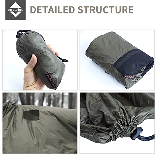 Onewind Premium Hammock Zipper Windsock for Zipper Netted Hammock, Hammock Winter Sock for Wind Blocker, Lightweight and Wind-Resistant Protector for Cold Weather, OD Green