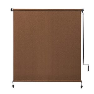 coolaroo 448264 cordless outdoor roller shade with 90% uv protection, mocha
