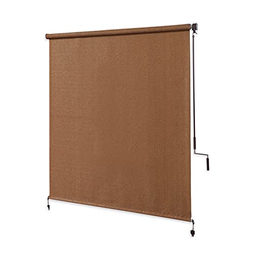 Coolaroo 448264 Cordless Outdoor Roller Shade with 90% UV Protection, Mocha