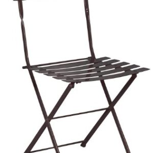 Mobel Designhaus French Café Bistro Folding Side Chair, Jet Black Frame, Steel Metal Slats (Pack of 2)