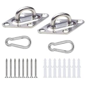 2 sets heavy duty hammock hanging kit,stainless steel hammock stands for wall ceiling mount,wall ceiling hook for tree swing rope hammock chair yoga hardware kit hanging hooks,shade sail hardware