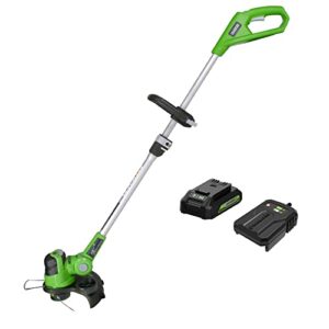 greenworks 24v 12 inch string trimmer, 2ah usb battery and charger included st24b215