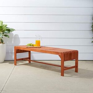 vifah v1400 malibu red brown 5ft rustic eucalyptus wooden backless bench for 3 seater in entry way