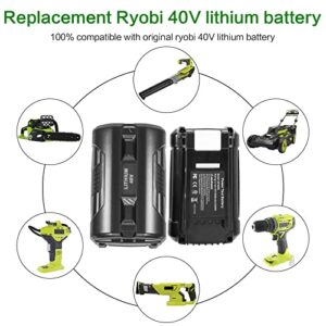 OP4060 40V 6000mAh Lithium Battery Replacement for All Ryobi 40-Volt Power Tools OP4015 OP4026 OP40201 OP40261 OP4030 OP4040 OP40401 OP4050 OP40501 OP4050A OP40601 OP4060A RY40200 RY40403 （2 Pack）