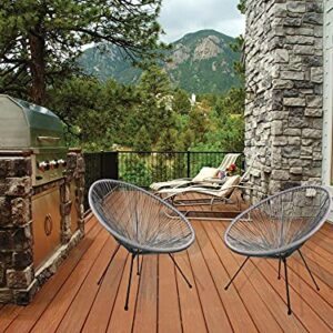 Kingmys Acapulco Woven Lounge Chair for Indoor and Outdoor Use (2PC Gray)