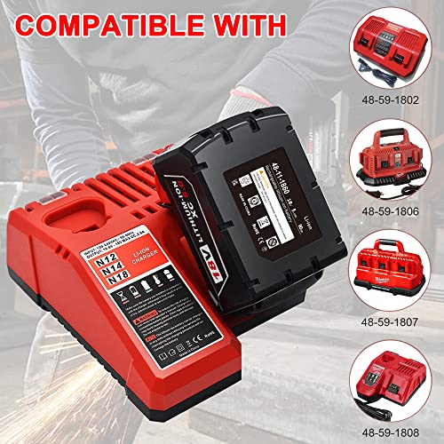 S SKSTYLE 5.0Ah Battery for Milwaukee M18 48-11-1850 2 Pack Lithium-Ion 18V Battery 48-11-1852