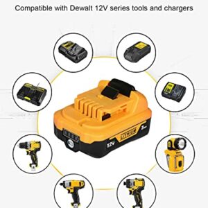 COMRGIKE 2Pack 12V 3.0Ah Battery Replacement for Dewalt 12V Battery DCB123 DCB127 DCB122 DCB124 DCB121 Compatible with Dewalt 12V Tools