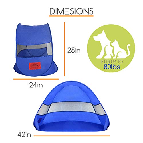 MYDEAL PRODUCTS Pop Up Dog Shelter Weather Resistant Doggy Tent for Shade and UV Sun Protection - Perfect for Yard, Camping, Beach and Outdoors!