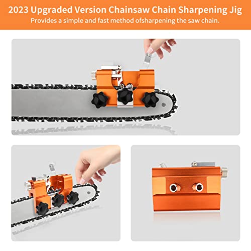 【New Version】Chainsaw Sharpener, Chainsaw Chain Sharpening Jig with Cut-Resistant Gloves and Iron Chain Brush,Suitable for All Kinds of Chain Saws and Electric Saws, Keep Your Chain Saw in Top Shape