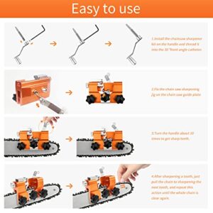 【New Version】Chainsaw Sharpener, Chainsaw Chain Sharpening Jig with Cut-Resistant Gloves and Iron Chain Brush,Suitable for All Kinds of Chain Saws and Electric Saws, Keep Your Chain Saw in Top Shape