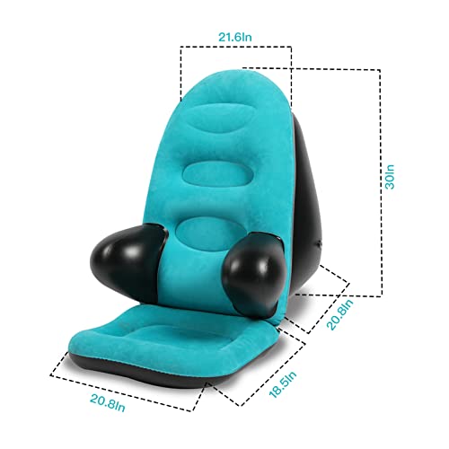 MKSY Inflatable Reading Pillow with Household Air Pump, Inflatable Leisure Sofa Chair with Support Arms Portable Floor Chair Chaise Lounge for Indoor Outdoor Use (Blue)