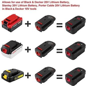HPA1820 20V to 18V Battery Adapter Compatible with Black Decker 18V Tools, Convert Black Decker & Stanley & Porter-Cable 20V Lithium Battery Replacement for Black Decker 18V Battery HPB18