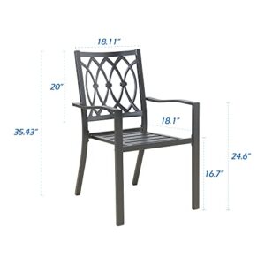 Patio Tree Stacking Outdoor Metal Dining Chairs, Patio Steel Dining Chairs with Armrest, Set of 2