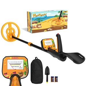 metal detector for kids-child junior metal detectors lightweight with adjustable stem and waterproof search coil, high accuracy pinpointer for detecting gold, coin and beach treasures