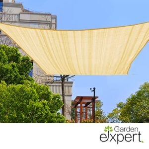 Garden EXPERT 20'x20' Sun Shade Sail Sand Large Square Canopy Sail Shade Cloth for Patio Garden Outdoor Backyard