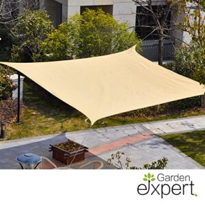 Garden EXPERT 20'x20' Sun Shade Sail Sand Large Square Canopy Sail Shade Cloth for Patio Garden Outdoor Backyard