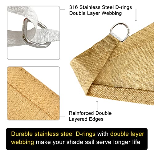 Garden EXPERT 20'x20' Sun Shade Sail Sand Large Square Canopy Sail Shade Cloth for Patio Garden Outdoor Backyard