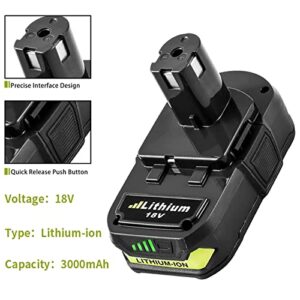 3.0Ah for Ryobi 18V Lithium-ion ONE+ Plus Battery P102 P103 P104 P105 P107 P108 P109 P122 Cordless Power Tools 2 Packs
