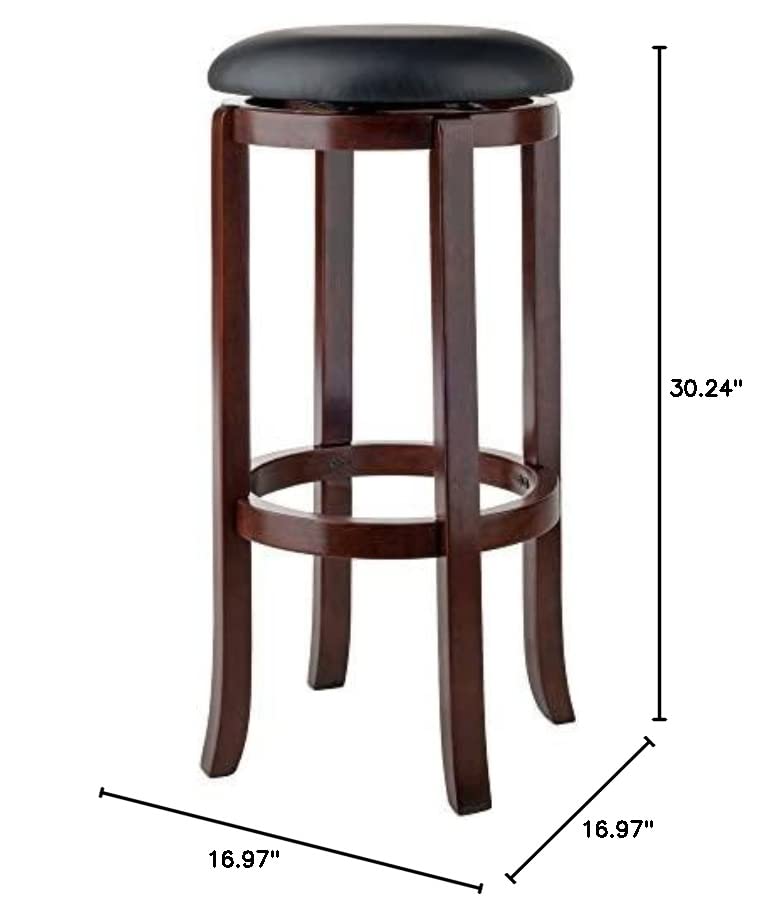 Winsome Walcott Swivel Bar Stool, 30", Walnut