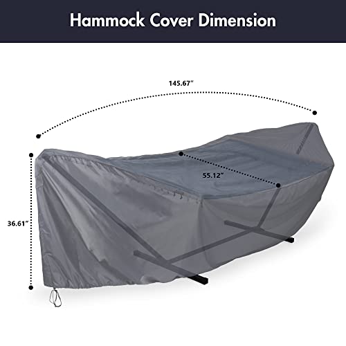 Lazcorner Waterproof Hammock Cover, Polyester Protective Cover Included Adjustable Buckle Strap for 11-12FT Hammock Stand, Black