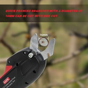 MZK Professional Cordless Electric Pruning Shears 7.2V Battery Powered, Tree Branch Flowering Bushes Trimmers With Safety Protection, Max Reach 16mm [0.63inch] Cutting diammeter