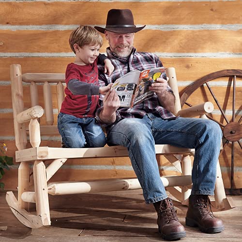 CASTLECREEK Double Outdoor Rocking Chair for Patio, Wooden Front Porch Bench Two Seat