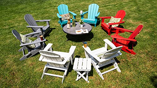 Resin TEAK Folding Adirondack Chair Set of 4, Premium All Weather Outdoor Patio Furniture, 21 Inch Wide Seat, Up to 350 lbs, Foldable Outdoor Patio Chairs, New Heritage Collection (Red)