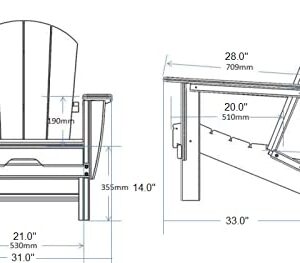 Resin TEAK Folding Adirondack Chair Set of 4, Premium All Weather Outdoor Patio Furniture, 21 Inch Wide Seat, Up to 350 lbs, Foldable Outdoor Patio Chairs, New Heritage Collection (Red)