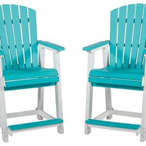 Signature Design by Ashley Outdoor Eisely HDPE Patio Barstool, 2 Count, Turquoise