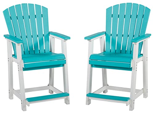 Signature Design by Ashley Outdoor Eisely HDPE Patio Barstool, 2 Count, Turquoise