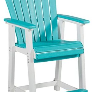 Signature Design by Ashley Outdoor Eisely HDPE Patio Barstool, 2 Count, Turquoise