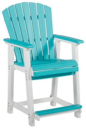 Signature Design by Ashley Outdoor Eisely HDPE Patio Barstool, 2 Count, Turquoise