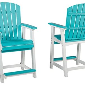 Signature Design by Ashley Outdoor Eisely HDPE Patio Barstool, 2 Count, Turquoise