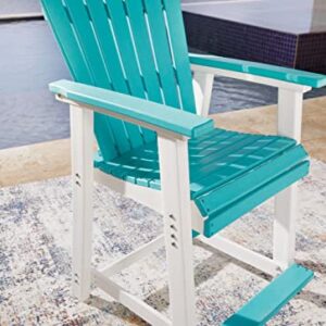 Signature Design by Ashley Outdoor Eisely HDPE Patio Barstool, 2 Count, Turquoise