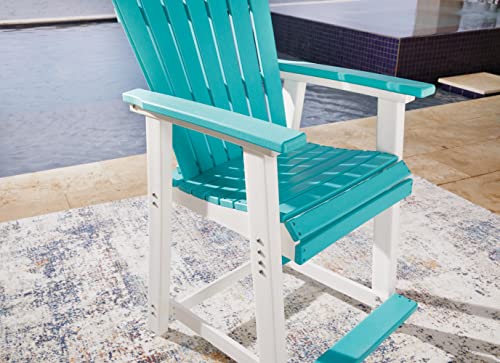 Signature Design by Ashley Outdoor Eisely HDPE Patio Barstool, 2 Count, Turquoise