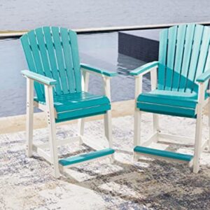 Signature Design by Ashley Outdoor Eisely HDPE Patio Barstool, 2 Count, Turquoise