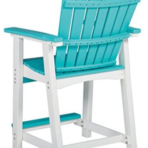 Signature Design by Ashley Outdoor Eisely HDPE Patio Barstool, 2 Count, Turquoise