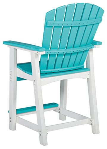 Signature Design by Ashley Outdoor Eisely HDPE Patio Barstool, 2 Count, Turquoise