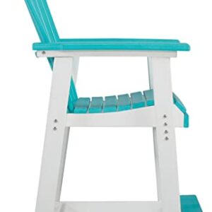 Signature Design by Ashley Outdoor Eisely HDPE Patio Barstool, 2 Count, Turquoise