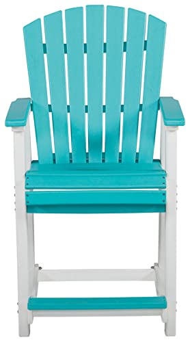 Signature Design by Ashley Outdoor Eisely HDPE Patio Barstool, 2 Count, Turquoise