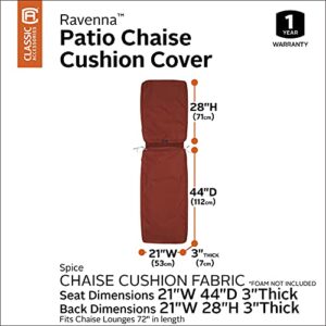 Classic Accessories Ravenna Water-Resistant 72 x 21 x 3 Inch Patio Chaise Lounge Cushion Slip Cover, Spice, Patio Furniture Cushion Covers