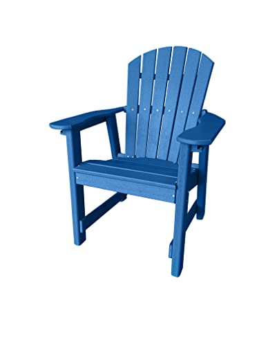 Phat Tommy Patio Dining Chairs with Arms - Recycled Poly Composite Outdoor Furniture - Weather Proof Chair, Blue