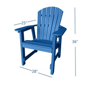 Phat Tommy Patio Dining Chairs with Arms - Recycled Poly Composite Outdoor Furniture - Weather Proof Chair, Blue