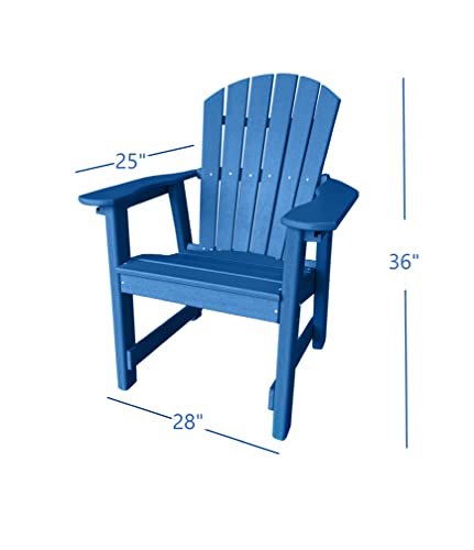 Phat Tommy Patio Dining Chairs with Arms - Recycled Poly Composite Outdoor Furniture - Weather Proof Chair, Blue