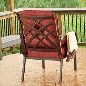 PatioFestival Patio Dining Chairs Set of 2 with 6.3 Inch Cushion All Weather Frame for Outdoor